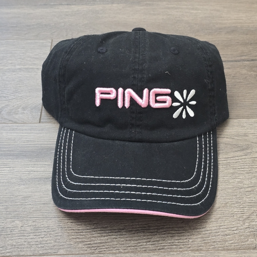 Ping Golf Hat Black Pink Womens Velcro Back